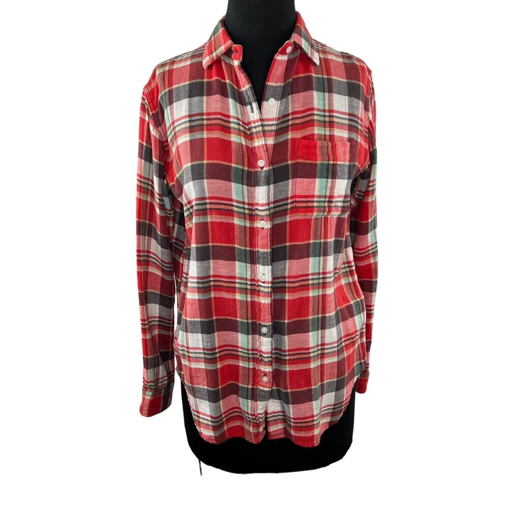 Denim & Supply Ralph Lauren Red Plaid Cotton Flannel Women's Boyfriend Shirt S
